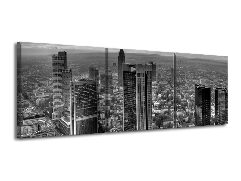 Canvas schilderij New York | Grijs, Zwart, Wit | 150x50cm 3Luik