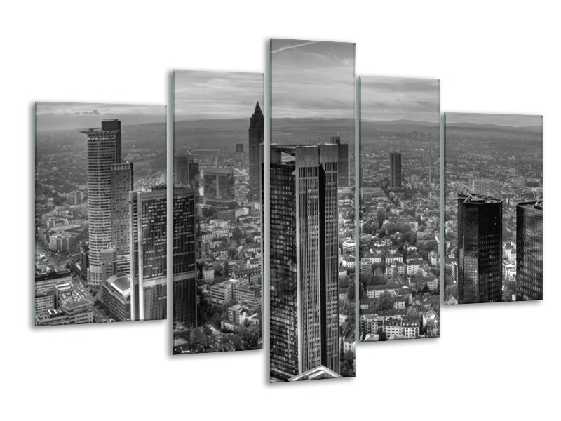 Glas schilderij New York | Grijs, Zwart, Wit | 170x100cm 5Luik