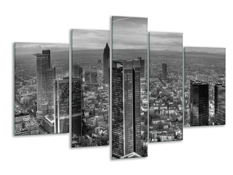 Canvas schilderij New York | Grijs, Zwart, Wit | 170x100cm 5Luik