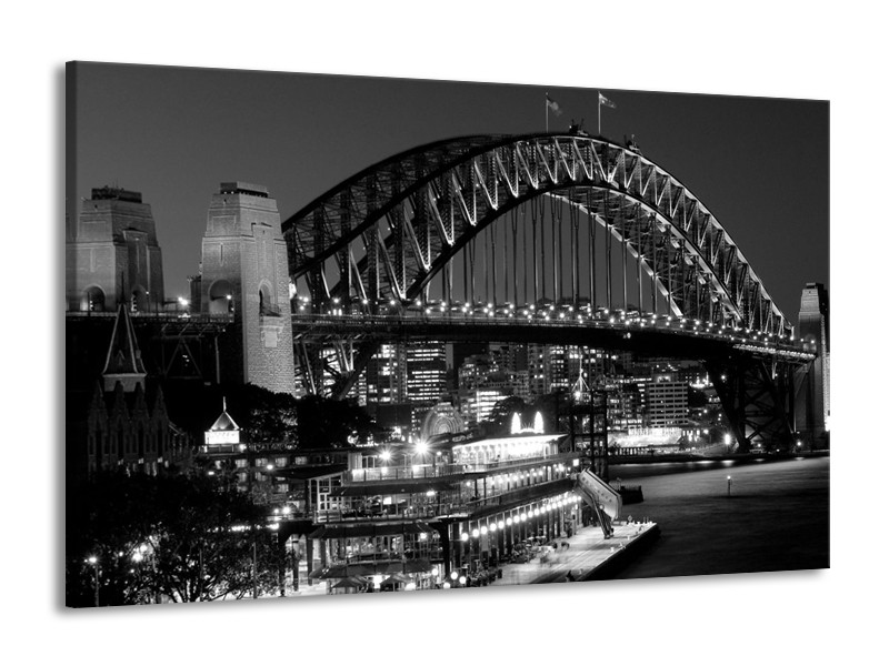 Canvas schilderij Brug | Grijs, Zwart, Wit | 140x90cm 1Luik