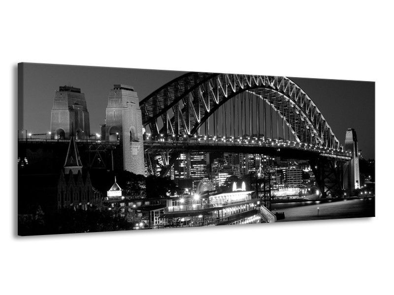 Glas schilderij Brug | Grijs, Zwart, Wit | 145x58cm 1Luik