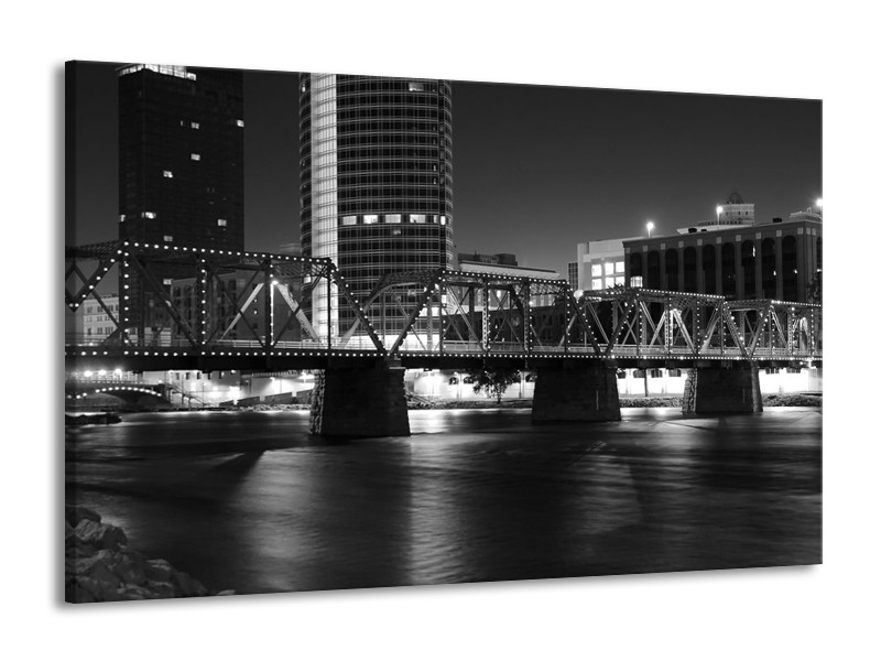 Canvas schilderij Brug | Grijs, Zwart, Wit | 140x90cm 1Luik