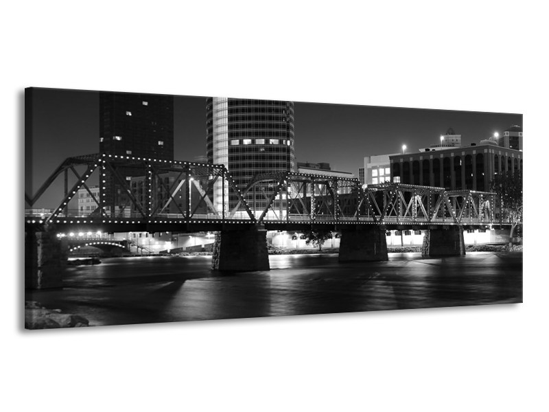 Glas schilderij Brug | Grijs, Zwart, Wit | 145x58cm 1Luik