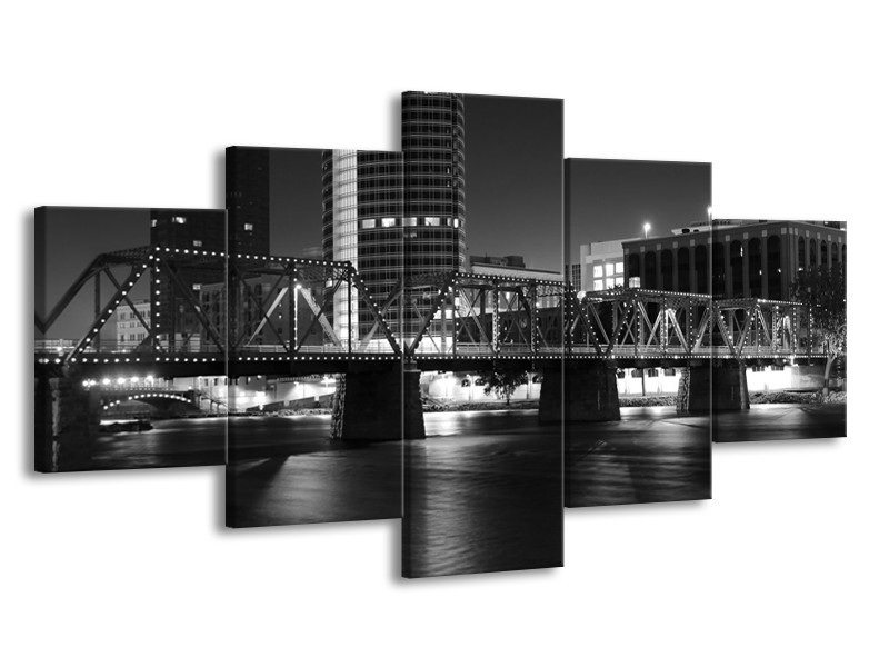 Glas schilderij Brug | Grijs, Zwart, Wit | 150x80cm 5Luik