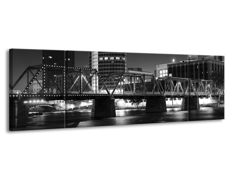 Glas schilderij Brug | Grijs, Zwart, Wit | 170x50cm 3Luik