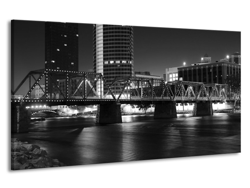 Canvas schilderij Brug | Grijs, Zwart, Wit | 190x100cm 1Luik