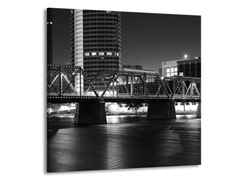 Canvas schilderij Brug | Grijs, Zwart, Wit | 50x50cm 1Luik