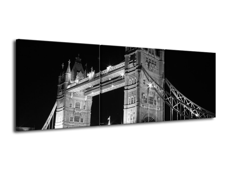 Canvas schilderij Gebouw | Grijs, Zwart, Wit | 120x40cm 3Luik