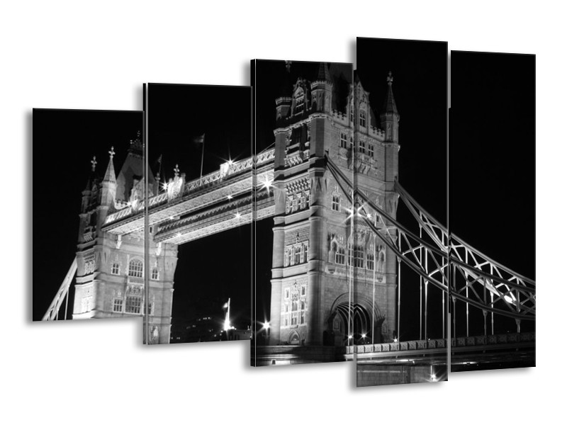 Canvas schilderij Gebouw | Grijs, Zwart, Wit | 150x100cm 5Luik