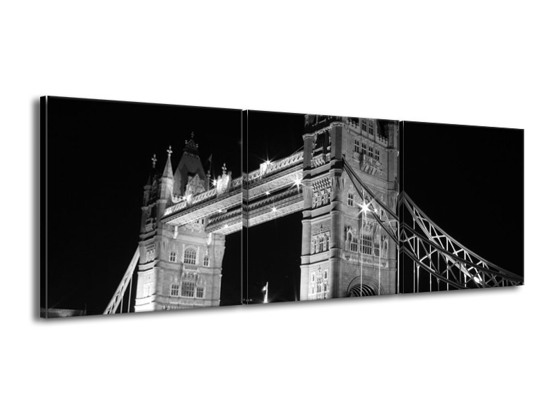 Canvas schilderij Gebouw | Grijs, Zwart, Wit | 150x50cm 3Luik