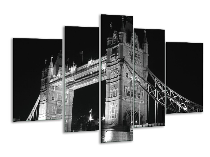 Canvas schilderij Gebouw | Grijs, Zwart, Wit | 170x100cm 5Luik