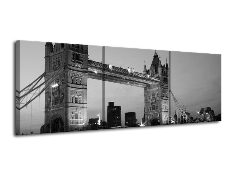 Canvas schilderij Gebouw | Grijs, Zwart, Wit | 120x40cm 3Luik