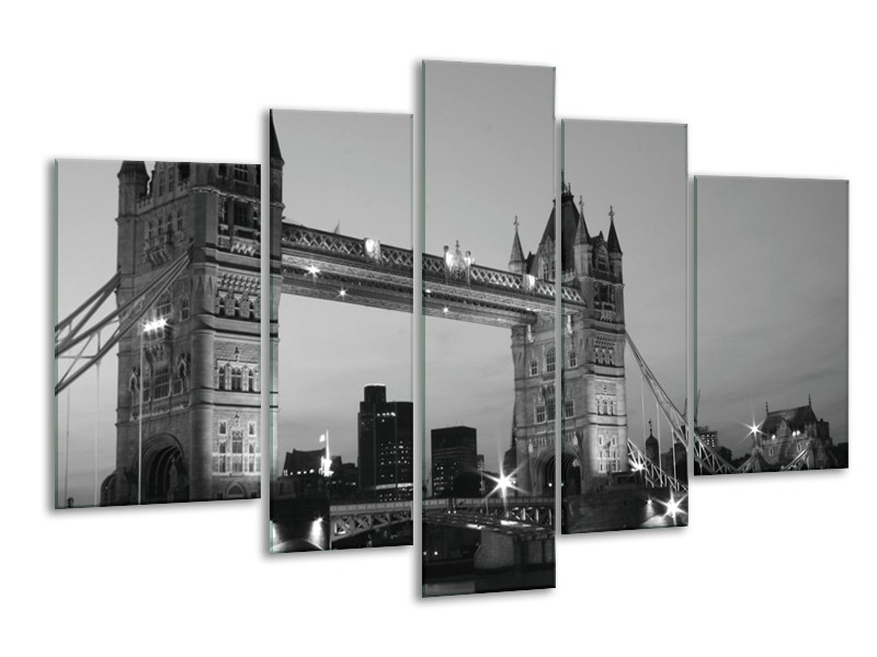 Canvas schilderij Gebouw | Grijs, Zwart, Wit | 170x100cm 5Luik