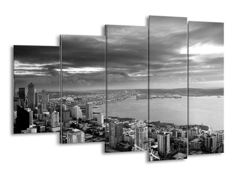 Canvas schilderij New York | Grijs, Zwart, Wit | 150x100cm 5Luik