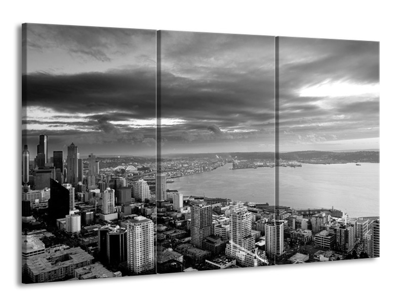 Canvas schilderij New York | Grijs, Zwart, Wit | 165x100cm 3Luik