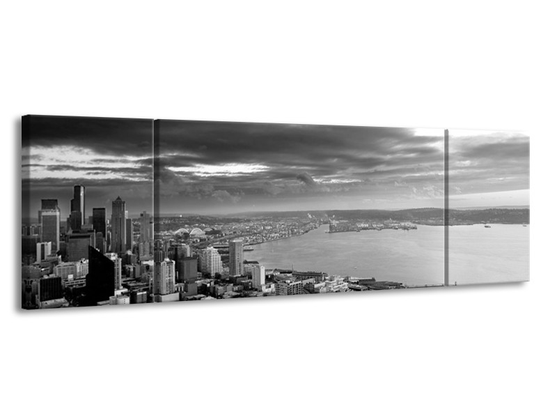 Glas schilderij New York | Grijs, Zwart, Wit | 170x50cm 3Luik