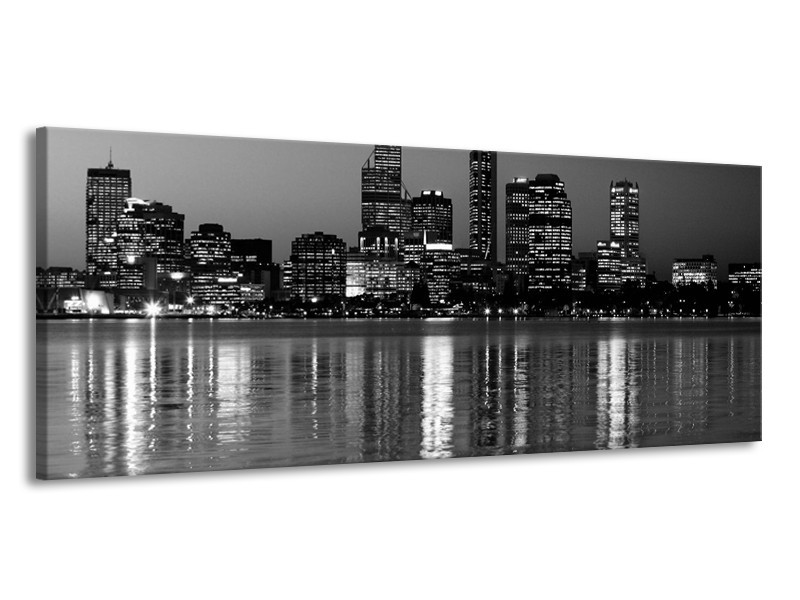 Glas schilderij Gebouw | Grijs, Zwart, Wit | 145x58cm 1Luik