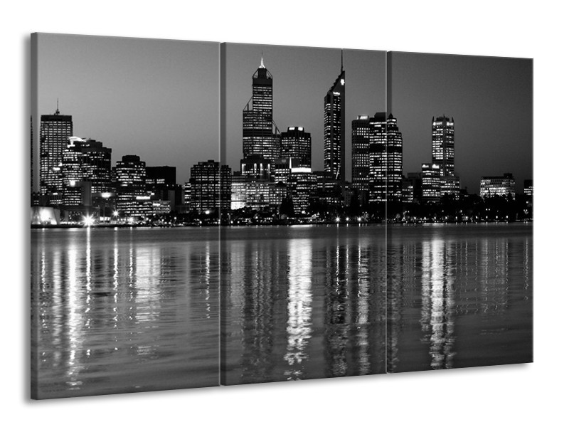 Canvas schilderij Gebouw | Grijs, Zwart, Wit | 165x100cm 3Luik