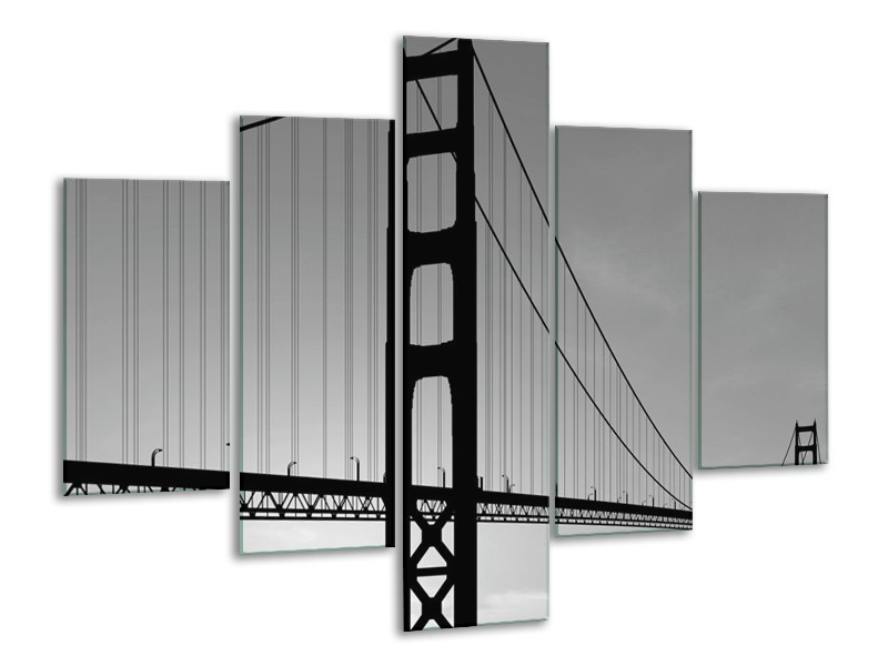 Canvas schilderij Brug | Grijs, Zwart, Wit | 100x70cm 5Luik