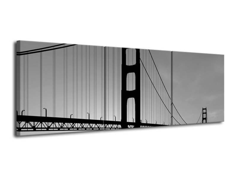 Canvas schilderij Brug | Grijs, Zwart, Wit | 120x40cm 3Luik