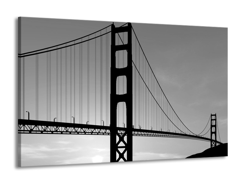 Canvas schilderij Brug | Grijs, Zwart, Wit | 140x90cm 1Luik