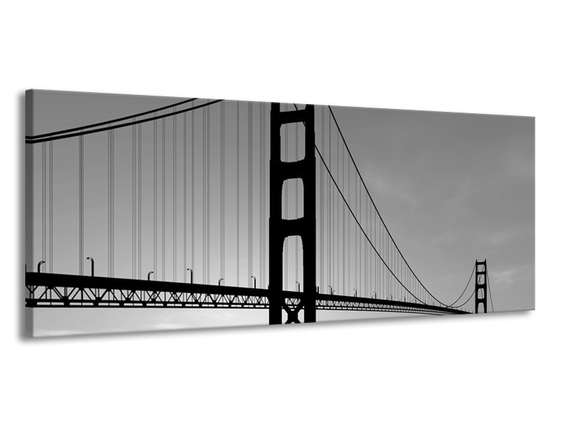 Glas schilderij Brug | Grijs, Zwart, Wit | 145x58cm 1Luik