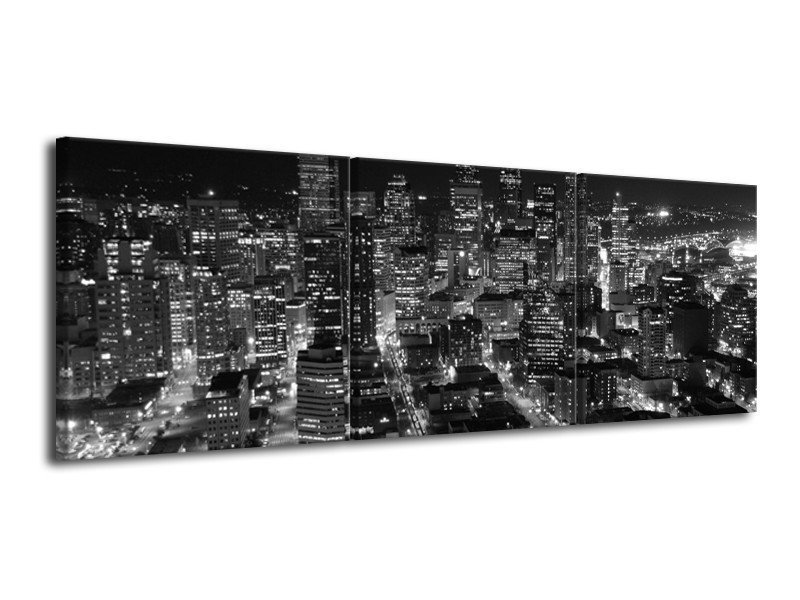 Canvas schilderij Gebouw | Grijs, Zwart, Wit | 120x40cm 3Luik