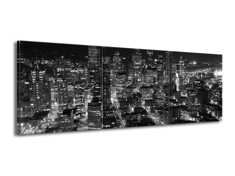 Canvas schilderij Gebouw | Grijs, Zwart, Wit | 150x50cm 3Luik