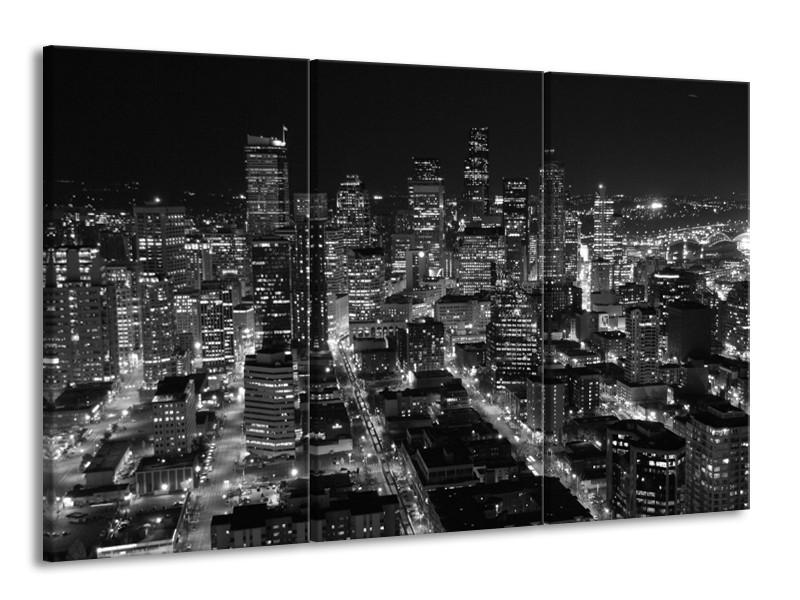 Canvas schilderij Gebouw | Grijs, Zwart, Wit | 165x100cm 3Luik