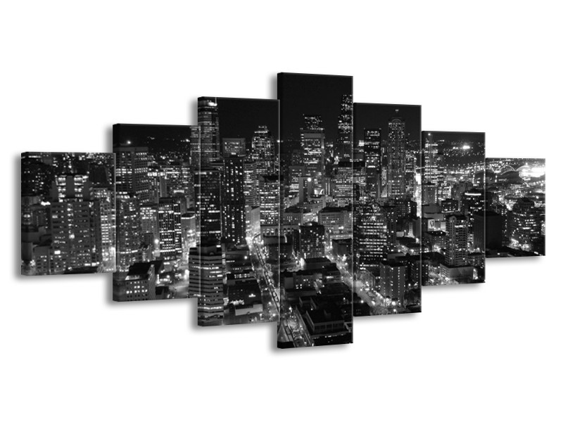 Glas schilderij Gebouw | Grijs, Zwart, Wit | 210x100cm 7Luik