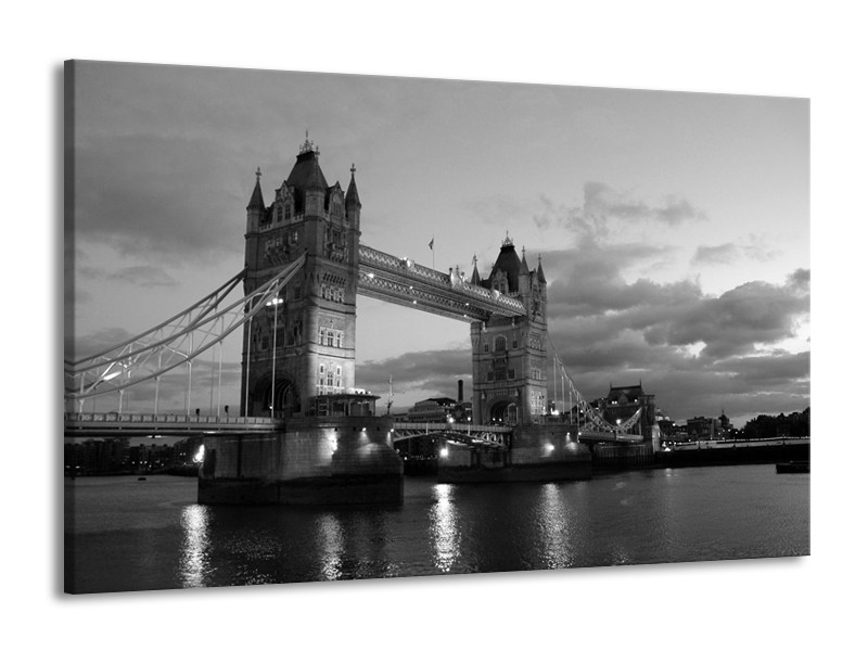Canvas schilderij Brug | Grijs, Zwart, Wit | 140x90cm 1Luik