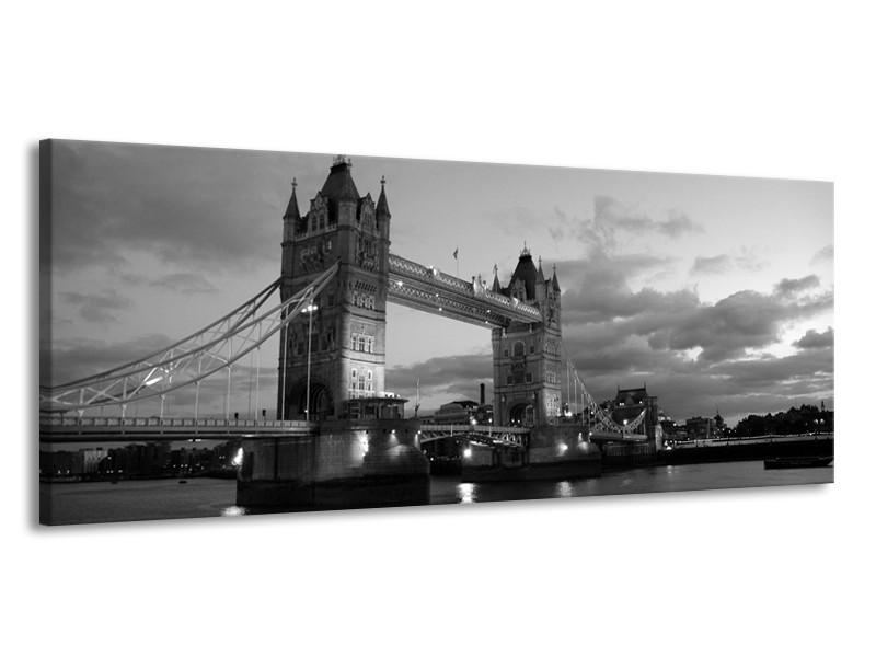 Glas schilderij Brug | Grijs, Zwart, Wit | 145x58cm 1Luik