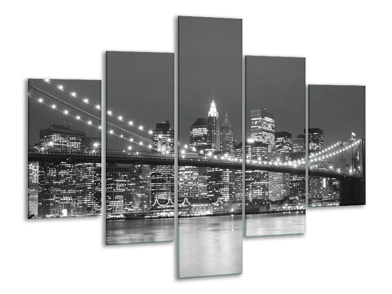 Canvas schilderij Brug | Grijs, Zwart, Wit | 100x70cm 5Luik