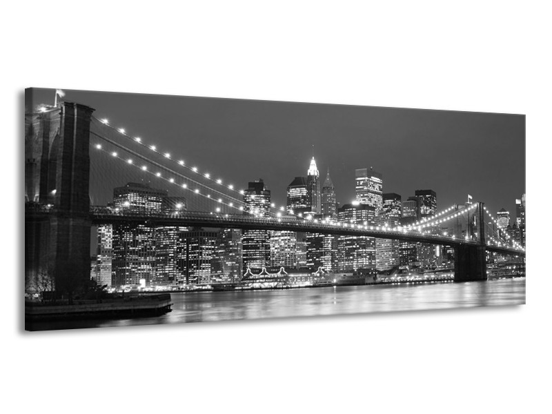 Glas schilderij Brug | Grijs, Zwart, Wit | 145x58cm 1Luik