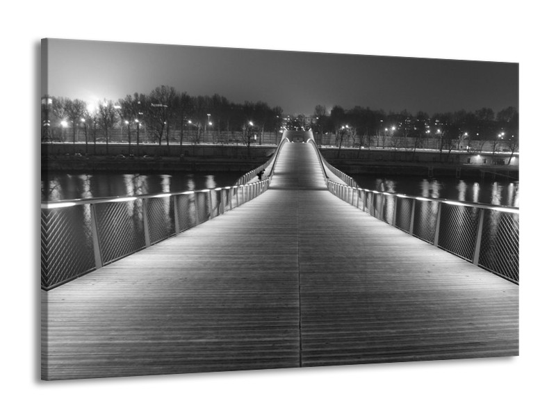 Canvas schilderij Brug | Grijs, Zwart, Wit | 140x90cm 1Luik