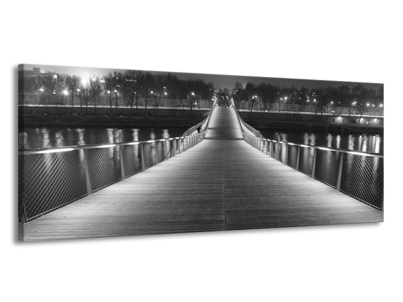 Glas schilderij Brug | Grijs, Zwart, Wit | 145x58cm 1Luik