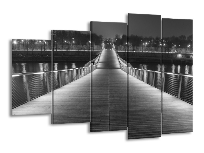 Canvas schilderij Brug | Grijs, Zwart, Wit | 150x100cm 5Luik