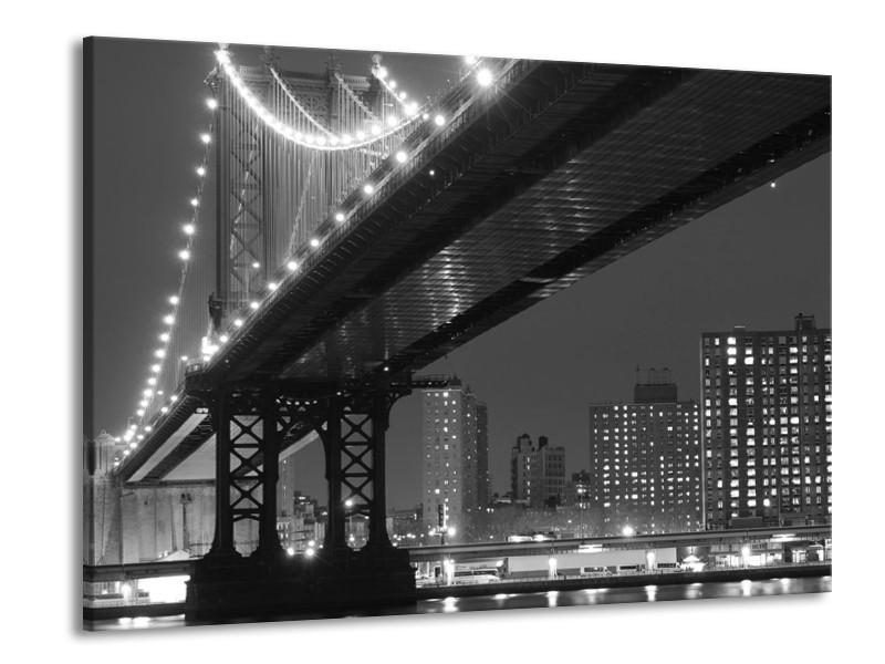 Canvas schilderij Brug | Grijs, Zwart, Wit | 100x70cm 1Luik