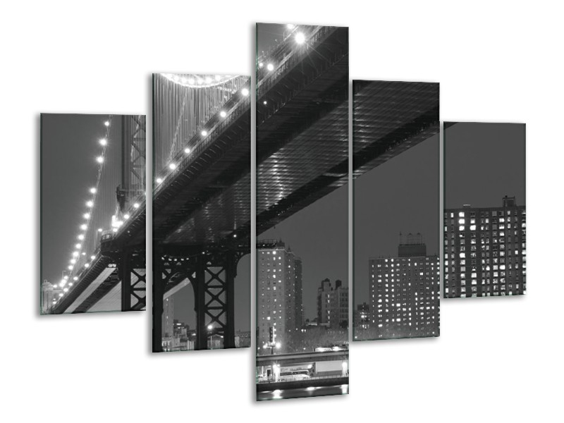 Canvas schilderij Brug | Grijs, Zwart, Wit | 100x70cm 5Luik