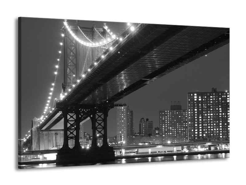 Canvas schilderij Brug | Grijs, Zwart, Wit | 140x90cm 1Luik