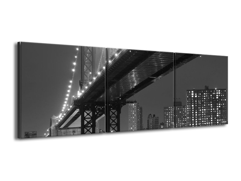 Glas schilderij Brug | Grijs, Zwart, Wit | 150x50cm 3Luik