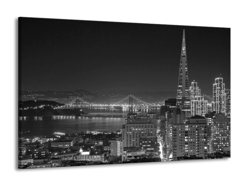 Canvas schilderij Stad | Grijs, Zwart, Wit | 140x90cm 1Luik