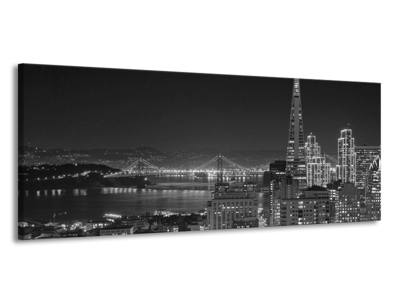 Glas schilderij Stad | Grijs, Zwart, Wit | 145x58cm 1Luik