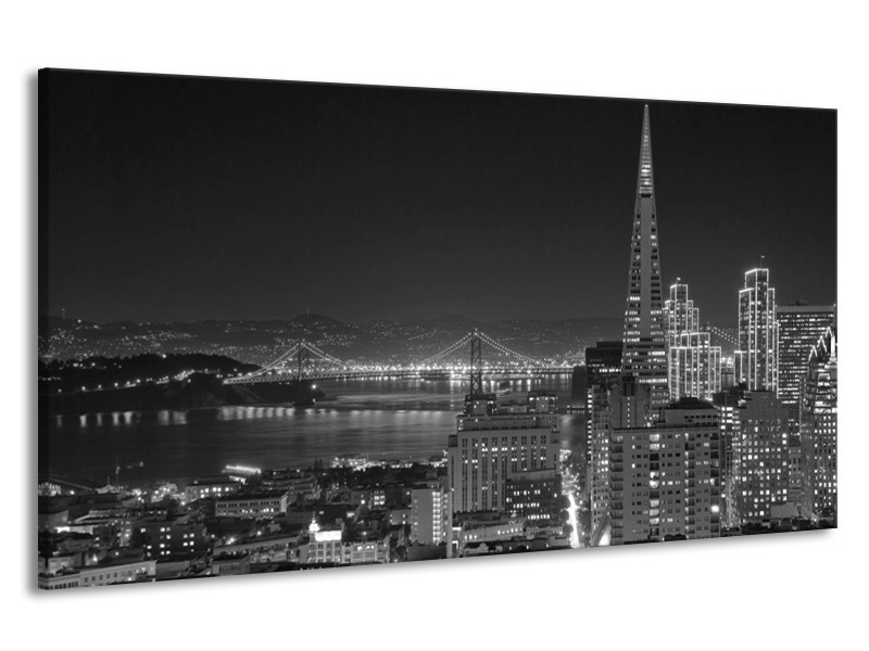 Canvas schilderij Stad | Grijs, Zwart, Wit | 190x100cm 1Luik