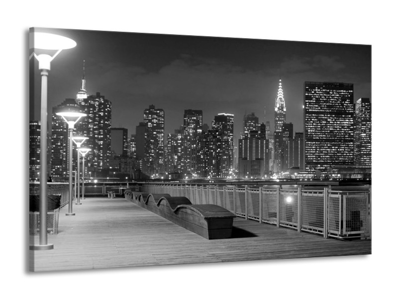 Canvas schilderij Stad | Grijs, Zwart, Wit | 140x90cm 1Luik