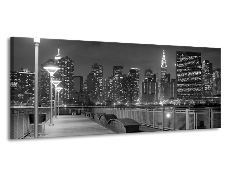 Glas schilderij Stad | Grijs, Zwart, Wit | 145x58cm 1Luik