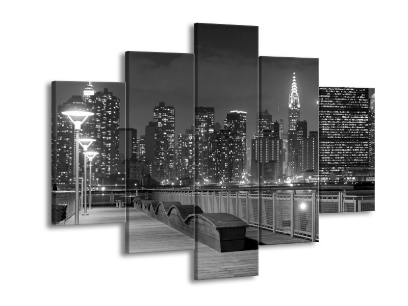Glas schilderij Stad | Grijs, Zwart, Wit | 150x105cm 5Luik