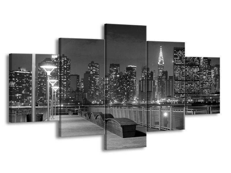 Glas schilderij Stad | Grijs, Zwart, Wit | 150x80cm 5Luik