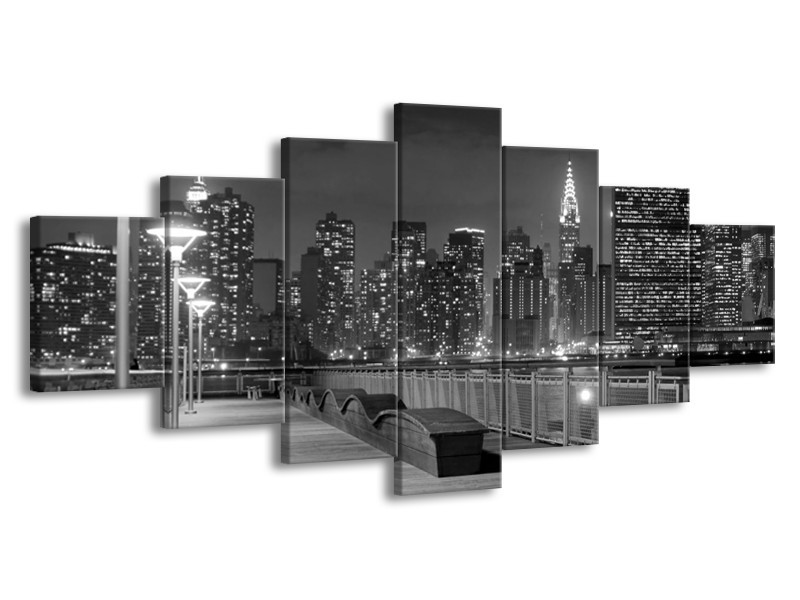 Glas schilderij Stad | Grijs, Zwart, Wit | 210x100cm 7Luik