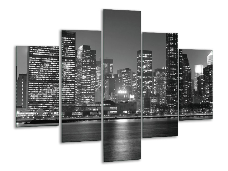 Glas schilderij Stad | Grijs, Zwart, Wit | 100x70cm 5Luik